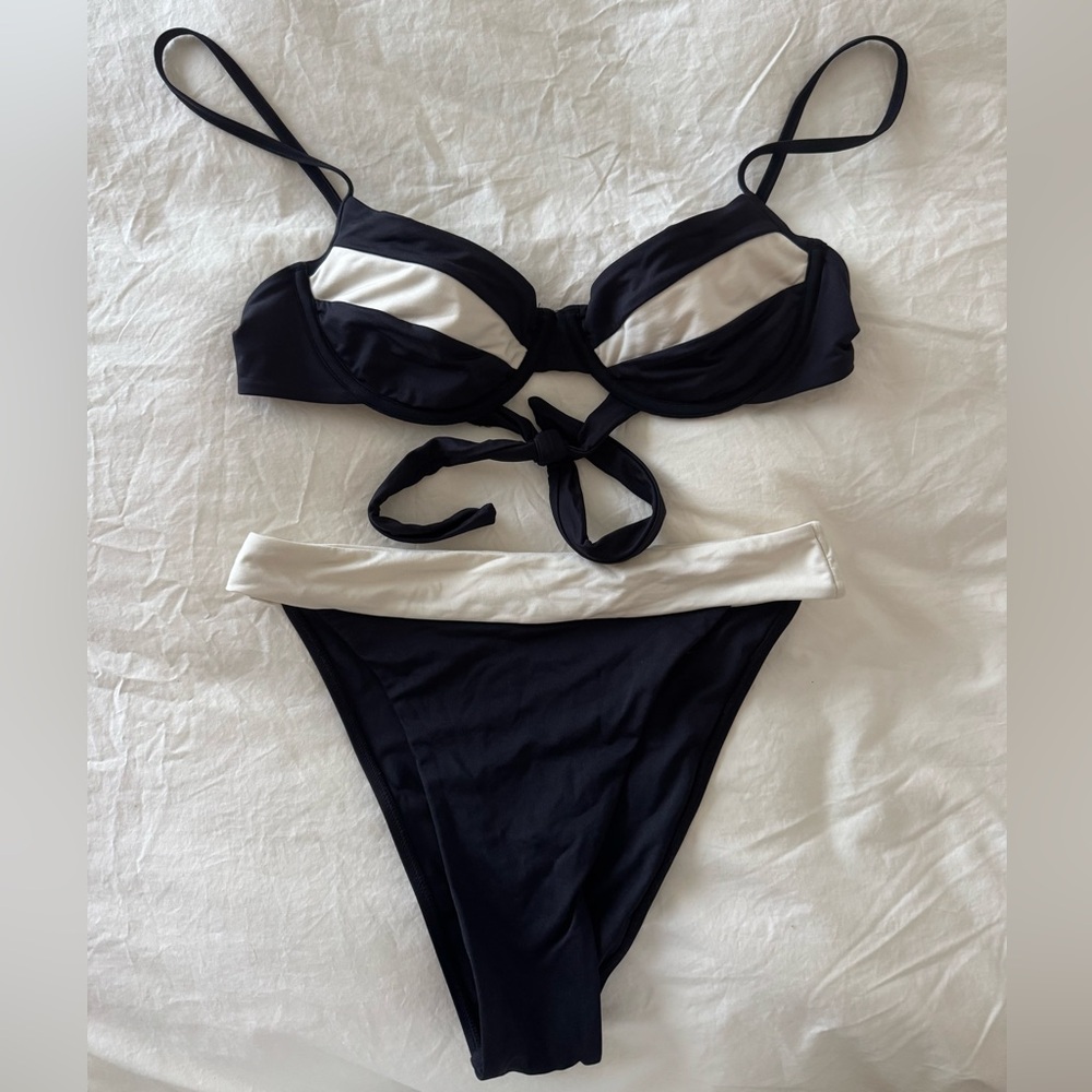 Monday Swimwear Black and Ivory Bikini